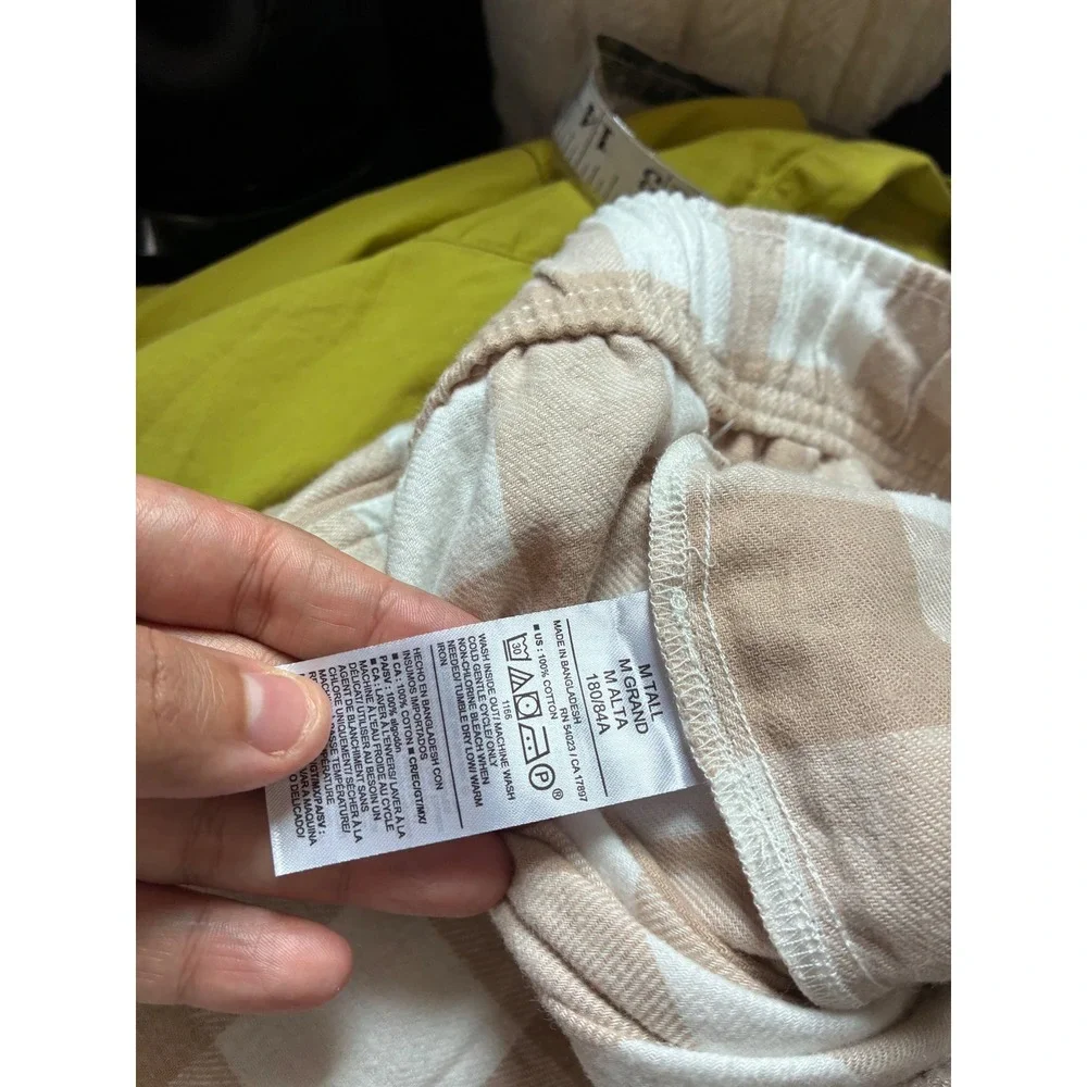 Old Navy Womens Tan White Buffalo Plaid Flannel Pajama Pants M Tall Minimalist